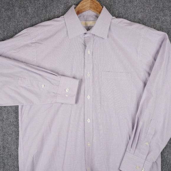 Michael Kors Other - Michael Kors Button Down‎ Shirt Mens 15.5 32/33 Purple Micro Check Long Sleeve